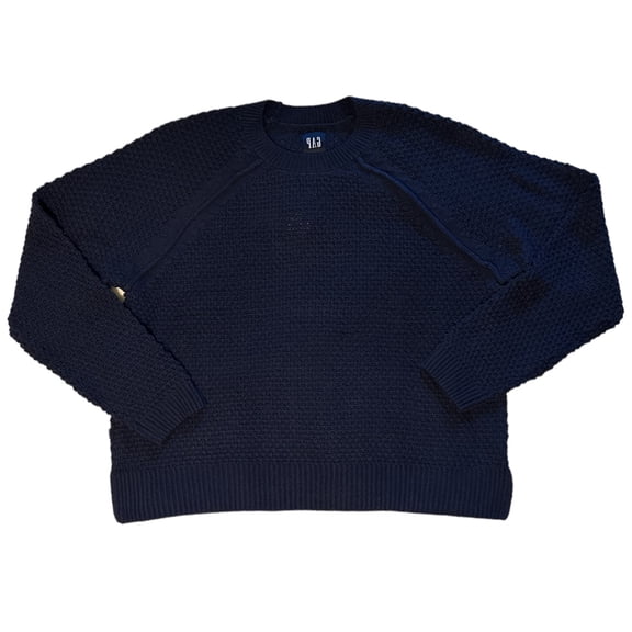Gap Women's Textured Reverse Stockinette Knit Long Sleeve Sweater (Midnight, XXL)