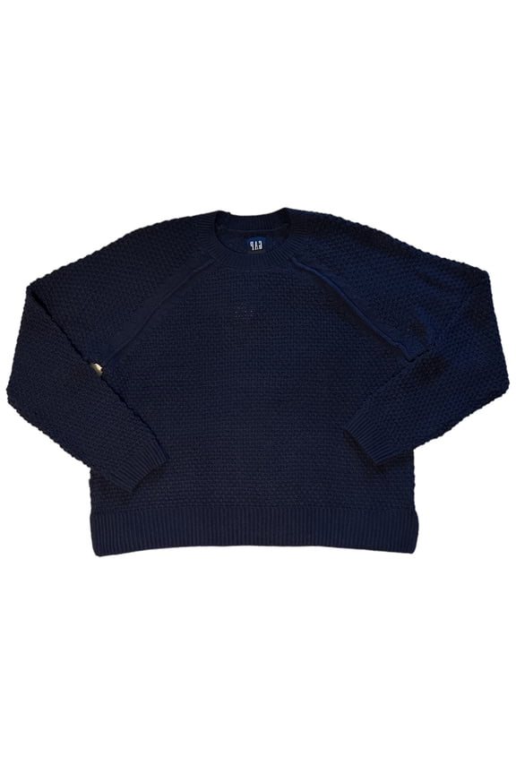 Women's Textured Reverse Stockinette Knit Long Sleeve Sweater (Midnight, XXL)