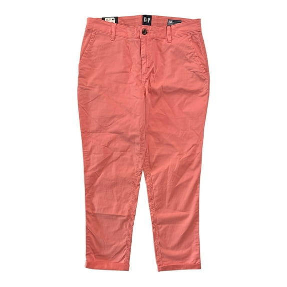 Gap Women's Twill Relaxed Fit Cropped Girlfriend Pants w/ Pockets (Peach Blossom, 10)