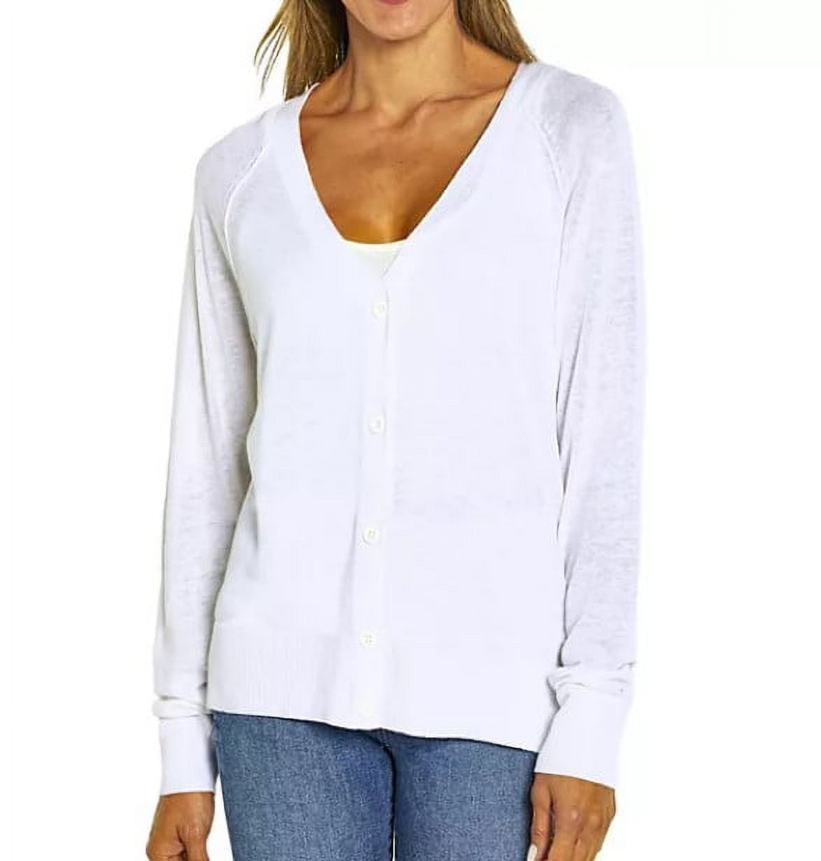 Gap Womens Linen Blend Cardigan Bright White Large Walmart