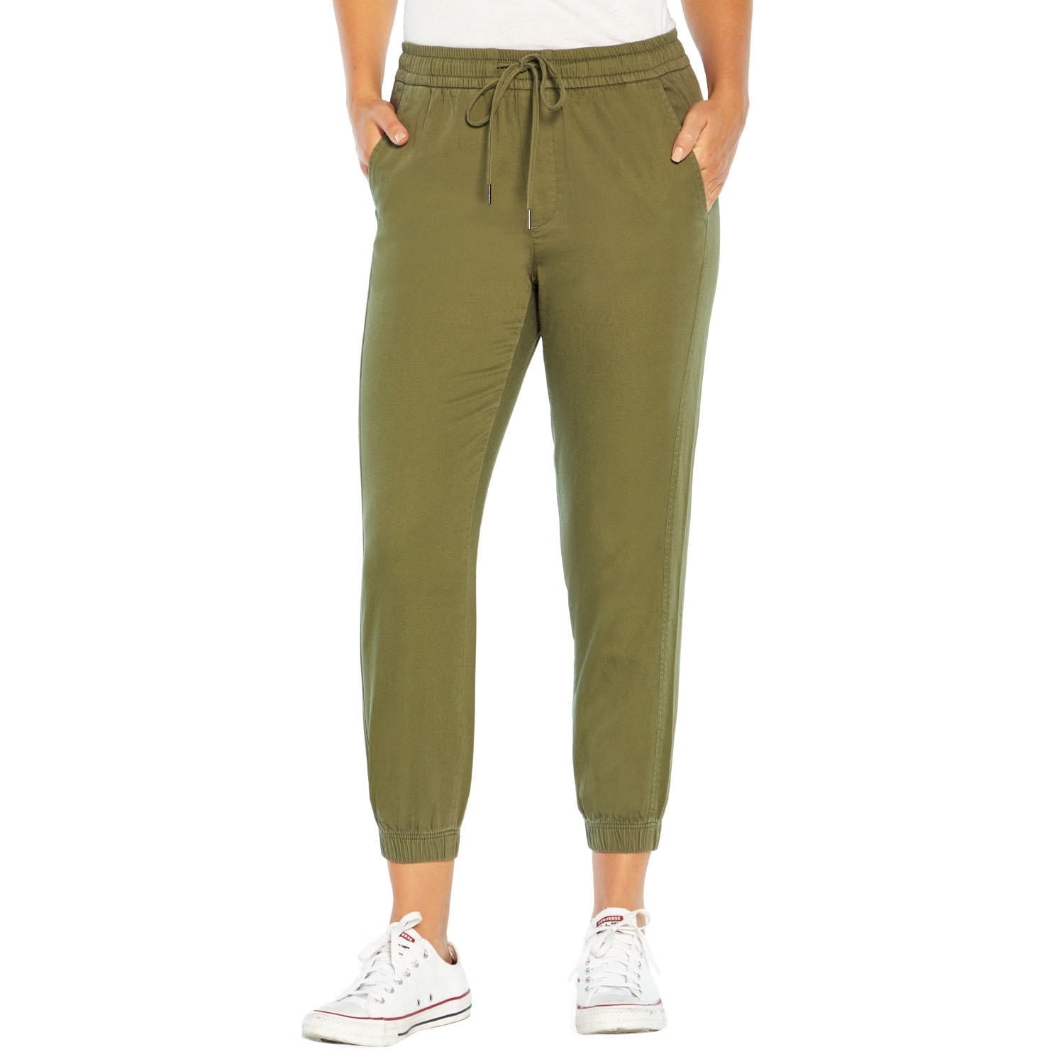 Gap Women's Elastic Waistband 27" Twill Jogger Pants With Pockets