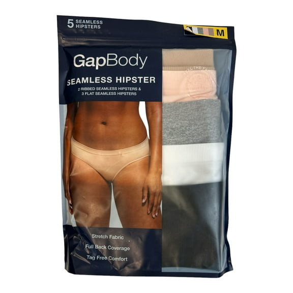GapBody Women's 5-Pack Seamless Stretch Full Back Coverage Hipster Underwear (Black/White/Grey/Blush/Nude, XXL)