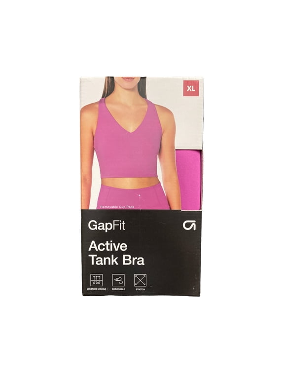 Ladies V-Scoop Neckline Razorback Built In Shelf Bra Active Tank Bra (Rosebud, XS)