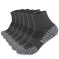 thumbnail image 1 of Gapacks 6 Pack Men's Cotton Sports Socks, M Size Dark Gray, Crew Length, Breathable Moisture-Wicking, Reinforced Heel & Toe for Running Gym Daily Wear, 1 of 5