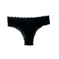 thumbnail image 1 of Gapacks Black Women's Comfortable Ribbed Panties, Lace Trim with Bow, Nylon Spandex Stretch Underwear, Everyday Wear, Size M, 1 of 5