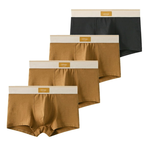 Gapacks Men's 100% Cotton Boxer Briefs - 4 Pack, Navy, Size L - Breathable, Comfortable, Everyday Underwear for Men