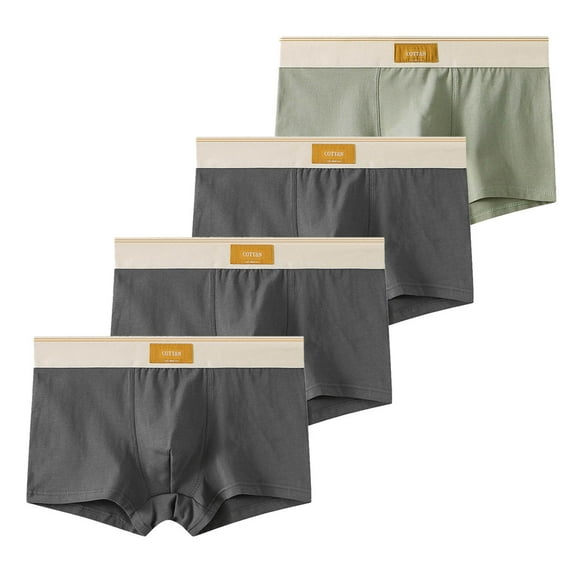 Gapacks Men's 100% Cotton Boxer Briefs, 4 Pack, Size L, Wine Color, Elastic Waist, Breathable, Comfortable for Everyday Wear