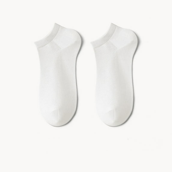 Gapacks Men's Ankle Socks 5 Pack - White, Free Size, Nylon Spandex Blend, Comfortable Durable Everyday Socks for Sneakers & Loafers