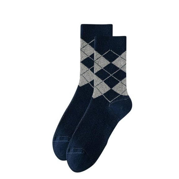 Gapacks Men's Argyle Socks - Navy, Cotton, Breathable & Soft, One Size Fits Most, Classic Design, Versatile for Casual & Formal, Durable Everyday Socks
