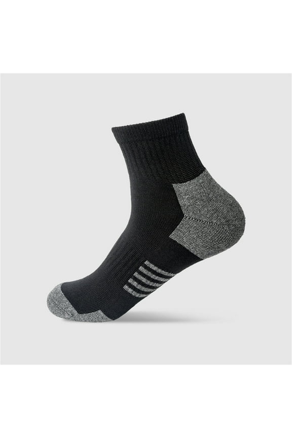 Men's Athletic Socks - Black, One Size Fits All, Nylon Spandex Blend, Moisture Wicking, Reinforced Heel & Toe, Non-Slip Ribbed Cuff, Durable for Running Gym Everyday Use - 1 Pack