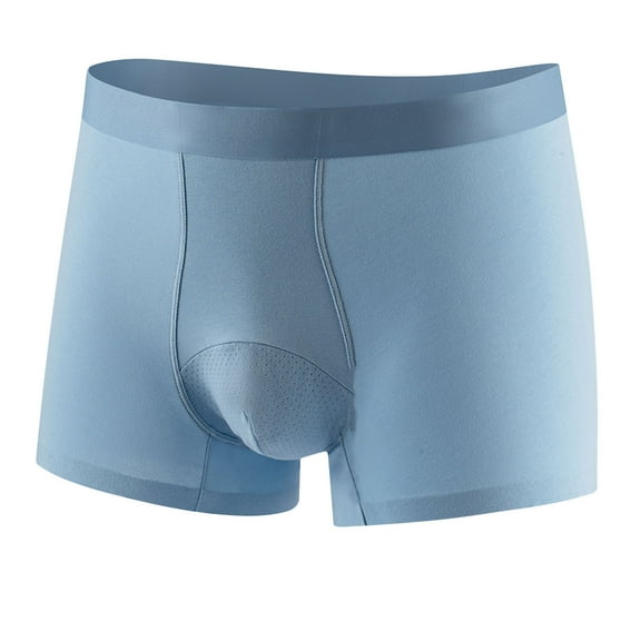 Gapacks Men's Cotton Boxer Briefs - Seamless Waistband, Contoured Pouch with Perforations, Breathable, Comfortable, Blue, Size L - Single Pack