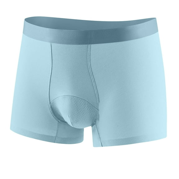 Gapacks Men's Cotton Boxer Briefs - XL, Light Blue, Seamless Waistband, Contoured Perforated Pouch, Comfortable Everyday Underwear