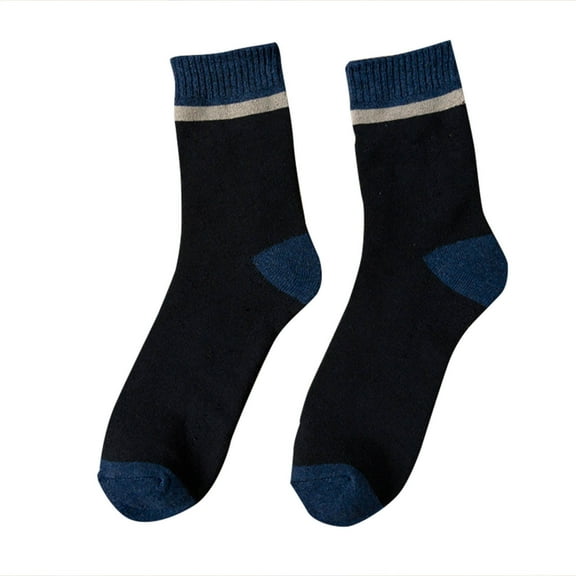 Gapacks Men's Cotton Socks - Black, Comfortable Breathable, One Size Fits Most, Everyday Casual Crew Socks with Contrast Details, 1 Pair
