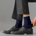 thumbnail image 1 of Gapacks Men's Cotton Socks, Dark Blue, Free Size - Breathable, Soft, Comfortable for Office & Daily Wear, Classic Versatile Dress Socks, 1 of 3