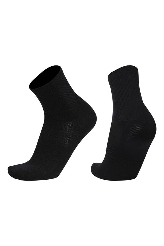 Men's Everyday Crew Socks - Black, One Size Fits All, Nylon Spandex Blend, Mesh Breathable, Durable, Ribbed Cuff, Comfortable for Casual & Light Sports