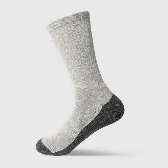 Gapacks Men's Gray Cotton Crew Socks - One Size Fits Most, Breathable, Comfortable for Daily Wear, Work, Light Exercise with Contrast Heel & Toe - Single Pair