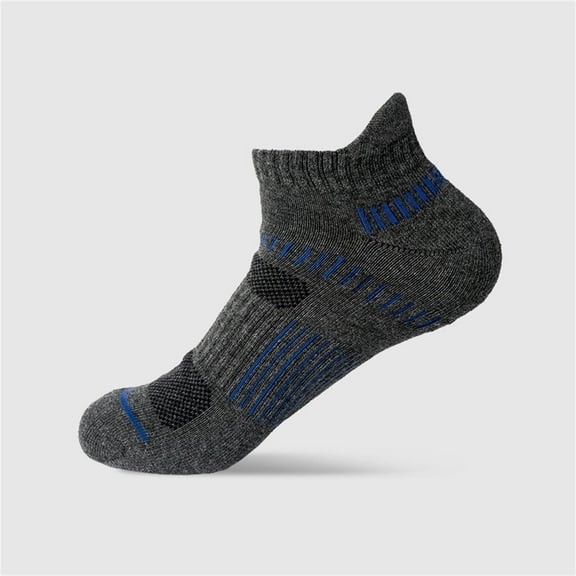 Gapacks Men's Low-Cut Athletic Socks - Moisture-Wicking, Breathable, Cushioned - Durable Reinforced Toe & Heel - One Size Fits Most, Dark Gray - For Running, Gym, Workout