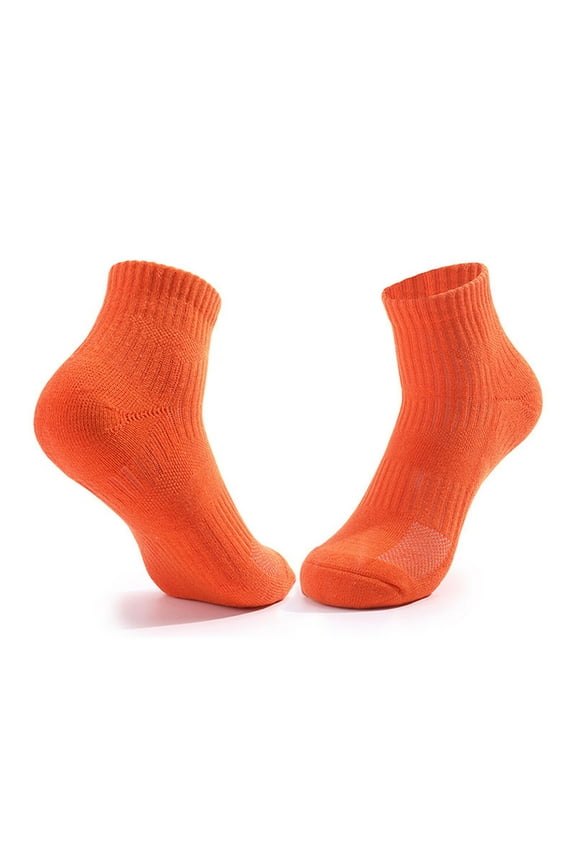 Men's Orange Ankle Socks - One Size Fits Most, Nylon Spandex Blend, Stretchy Durable, Breathable, Non-Slip Ribbed for Daily Wear & Light Workouts