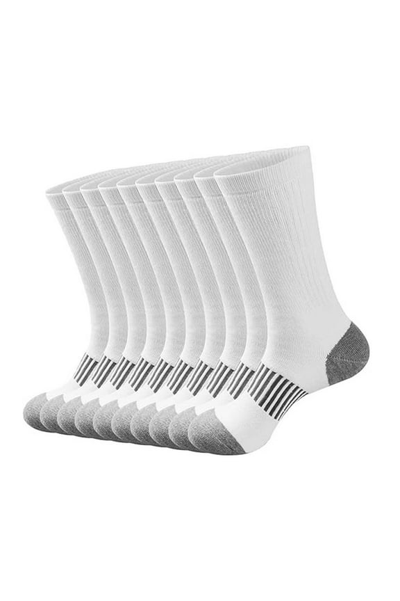 Men's Small Size Cotton Socks, 5 Pack White Solid Color, Breathable Soft Everyday Socks for Work School, Comfortable Moisture-Absorbing Casual Socks