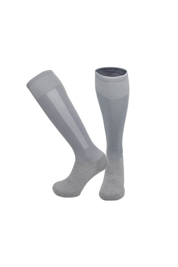 Men's Soccer Socks Size M Gray, Knee High Breathable Mesh, Nylon Spandex Blend, Athletic Socks for Training