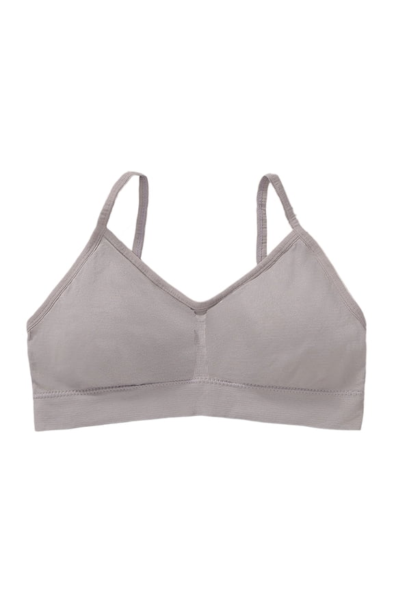 Women's Comfort Everyday Bra - 100% Polyester, Moisture-Wicking, Thin Straps, Gray, Size L - Ideal for Daily Wear & Lounging