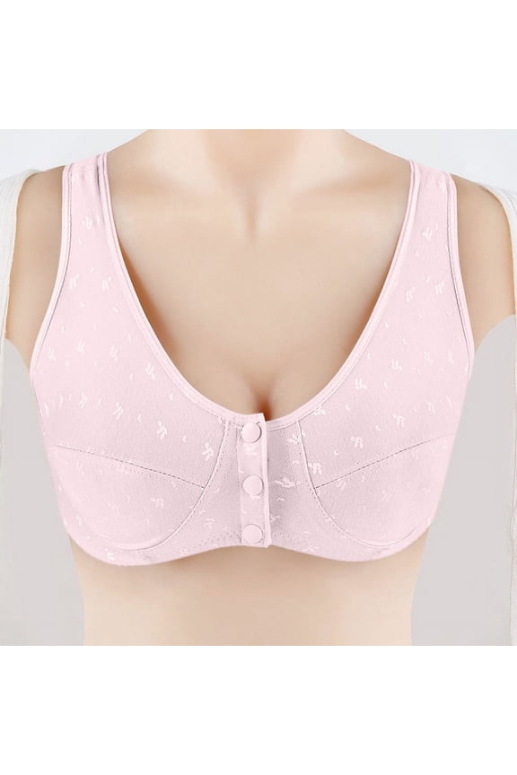 Women's Comfortable Cotton Bra - Pink, Size 38, Front Closure, Hypoallergenic, Breathable Soft Fabric for Sensitive Skin & Everyday Wear