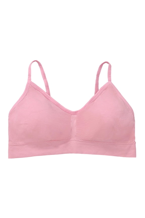 Women's Comfortable Everyday Bra - 100% Polyester, Moisture-Wicking, Thin Straps, Pink, Size M