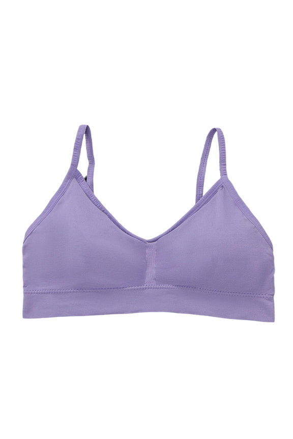 Women's Comfortable Everyday Bra - 100% Polyester, Thin Straps, Moisture-Wicking, Purple, Size M - Great for Daily Wear & Lounging