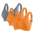 thumbnail image 1 of Gapacks Women's Comfortable Nylon Spandex Bra, Adjustable Straps, Ribbed Design, Light-Moderate Activity, 3-Pack, Orange, Size L - Daily Wear, Breathable & Stretchy, 1 of 4