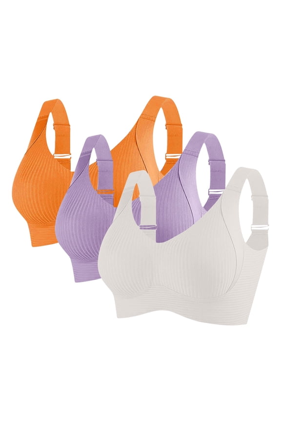Women's Comfortable Purple Seamless Bra Size M - Nylon Spandex, Adjustable Straps, Breathable for Daily Wear & Light Activity, 1pc (from 3-Pack Value Set)
