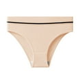 thumbnail image 1 of Gapacks Women's Cotton Bikini Panties - Ribbed, Elastic Waist with Contrast Stripe, Breathable Soft, Everyday Wear, Free Size, Beige, Single Pack, 1 of 2