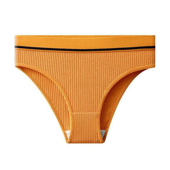 Gapacks Women's Cotton Bikini Underwear - Gold, One Size, Breathable Soft Everyday Panties with Ribbed Texture & Elastic Waist, Single Piece