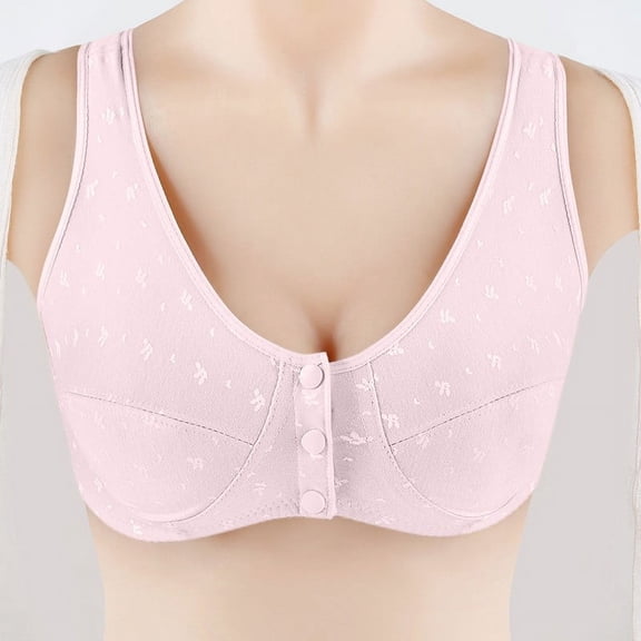 Gapacks Women's Cotton Bra - Pink, Size 44, Front Closure, Hypoallergenic & Breathable, Soft Fabric for Sensitive Skin, Comfortable Everyday Wear