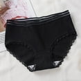 thumbnail image 1 of Gapacks Women's Cotton Briefs, Black, Size L - Comfortable Breathable Soft, Lace Trim Ribbed, Moisture-Wicking, Everyday Skin-Friendly Underwear, 1 of 3