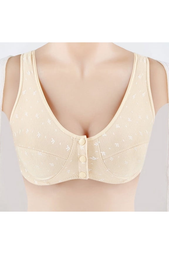 Women's Cotton Comfort Bra, Beige Size 40 - Front-Closure, Hypoallergenic & Breathable for Everyday Wear & Sensitive Skin