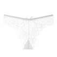 thumbnail image 1 of Gapacks Women's Floral Lace Thong Panties with Bow, Comfortable Stretch Fabric, Invisible Under Clothing, White, Size L - Elegant Everyday Lingerie, 1 of 2