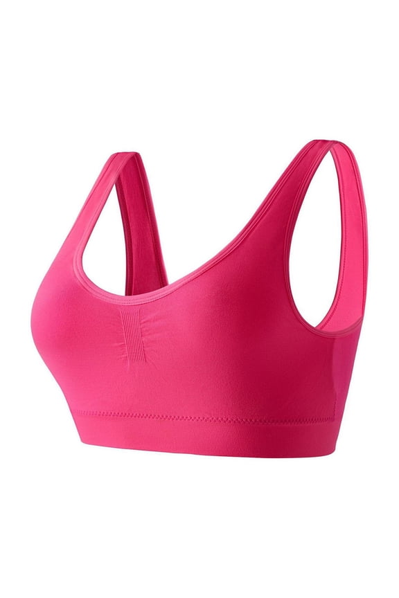 Women's Medium Impact Sports Bra - M Size Pink, 100% Polyester Moisture Wicking Racerback, Durable for Yoga/Running/Gym, Affordable Fitness Wear