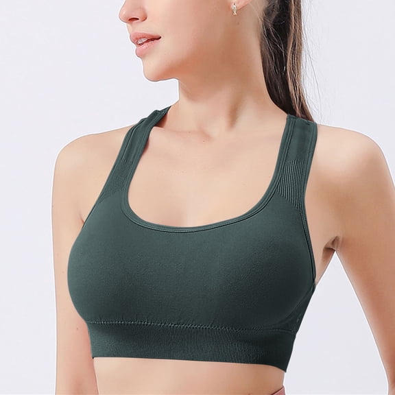 Gapacks Women's Medium Support Green Sports Bra - Size M, Nylon Spandex, Racerback & U-Neck, Comfortable for Yoga/Running/Gym Workouts
