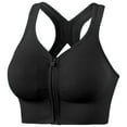 thumbnail image 1 of Gapacks Women's Medium Support Sports Bra - Black, Size M, Front Zip & Criss Cross Back, Nylon Spandex, Breathable Moisture-Wicking - For Yoga, Running, Daily Wear, 1 of 3