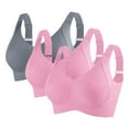 thumbnail image 1 of Gapacks Women's Plus Size 2XL Pink Bra - Nylon Spandex, Comfortable Adjustable Straps, Ribbed Design, 3pc Pack for Daily & Light Activities, 1 of 4