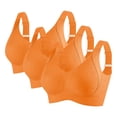 thumbnail image 1 of Gapacks Women's Plus Size 2XL Wireless Comfort Bra 3 Pack - Orange, Nylon Spandex Seamless, Ribbed Breathable with Adjustable Straps for Everyday Wear, 1 of 9