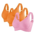thumbnail image 1 of Gapacks Women's Plus Size 3XL Pink Sports Bra - 3 Pack Nylon Spandex, Ribbed Adjustable Strap, Moisture Wicking for Light-Moderate Workouts & Daily Wear, 1 of 3