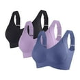 thumbnail image 1 of Gapacks Women's Plus Size 3XL Purple Bra - 3-Pack Nylon Spandex, Adjustable Straps, Comfortable for Daily Wear, Work, Home & Light Exercise, 1 of 3