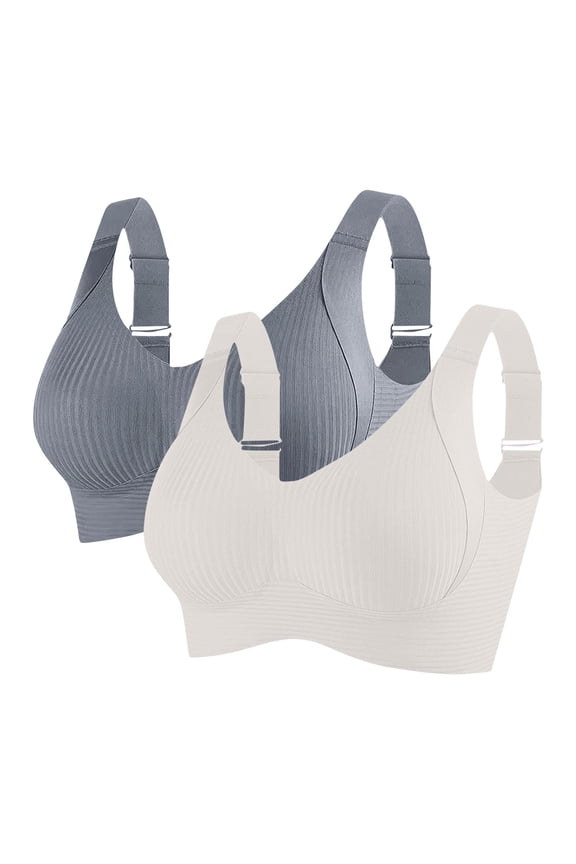 Women's Plus Size Wireless Comfort Bra (3XL, Gray) - Nylon Spandex 2-Pack, Adjustable Strap for Everyday/Lounge/Light Exercise Wear
