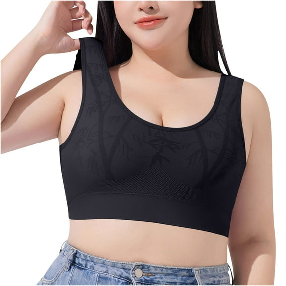 Gapacks Women's Plus Size XL Comfortable Bra, Nylon Spandex Seamless Racerback, Daily Wear Black