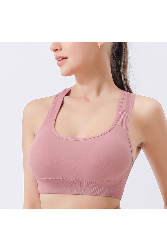 Women's Racerback Sports Bra - Pink, Size L, Nylon Spandex, High Support & Breathable, Comfortable Workout Bra for Yoga/Running, Affordable Fitness Bra