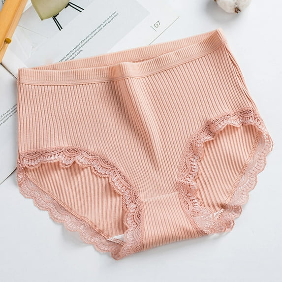 Gapacks Women's Red Cotton Panties - Size XL - Breathable Soft Underwear with Lace Trim, Ribbed for All-Day Comfort, Feminine Everyday Essential