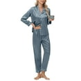 thumbnail image 1 of Gapacks Womens Light Blue Satin Pajama Set - 2-Piece Button-Down Top & Straight-Leg Pants, 100% Polyester Sleepwear/Loungewear, Sizes S to XXL,Size 2XL, 1 of 5