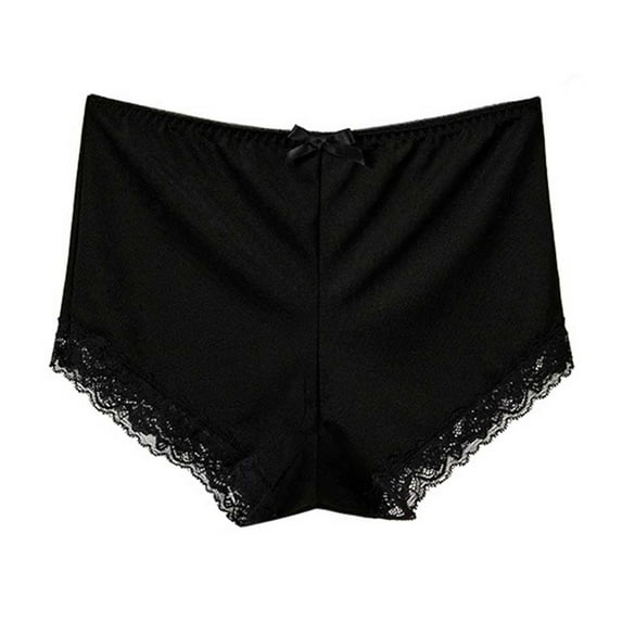 Gapacks XL Black Women's Briefs - Stretchy Nylon Spandex, Lace Trim, Bow, Full Coverage, Comfortable Everyday Wear