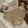 thumbnail image 1 of Gapacks XL Size Women's Lace Underwear with Bow - Brown, Nylon Spandex Blend - Comfortable Everyday Panties, Soft Stretch, 1 of 3